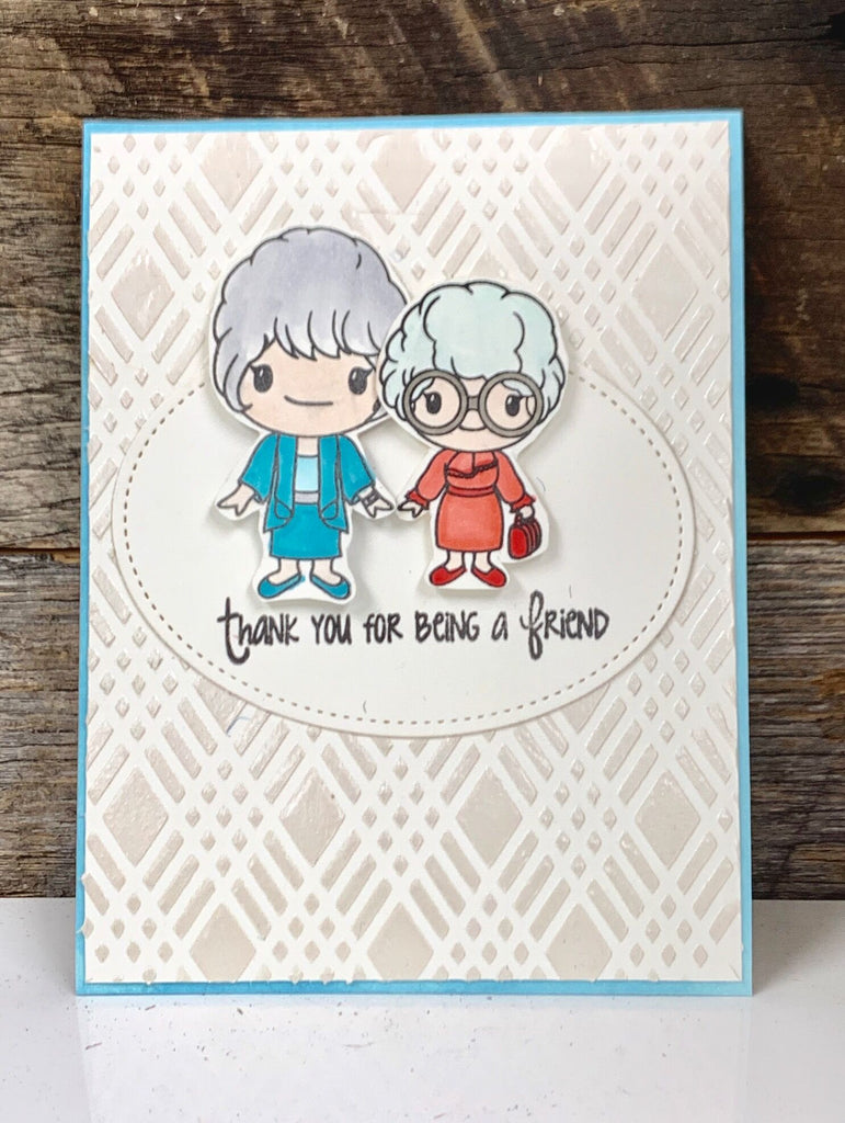 Golden Oldie Friendship Card with Kindred Stamps and Metallix