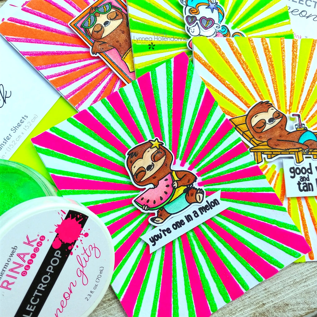 Bright Neon Summer Cards with Flock and Glitz