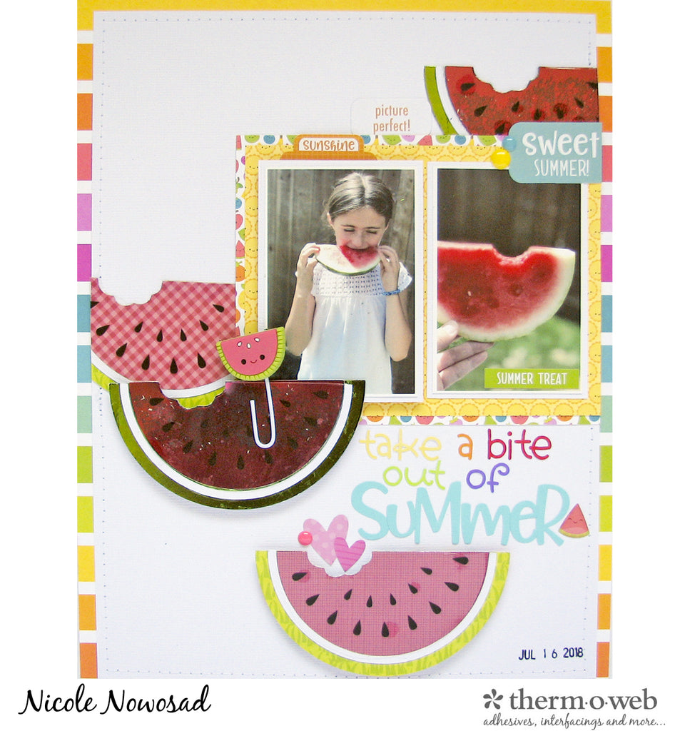 Create Watermelon Fruit Accents with Deco Foil for Your Scrapbook Page