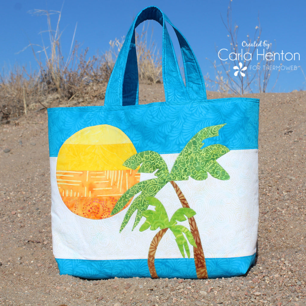 Vacation Week Sun and Sand Applique Beach Tote Bag