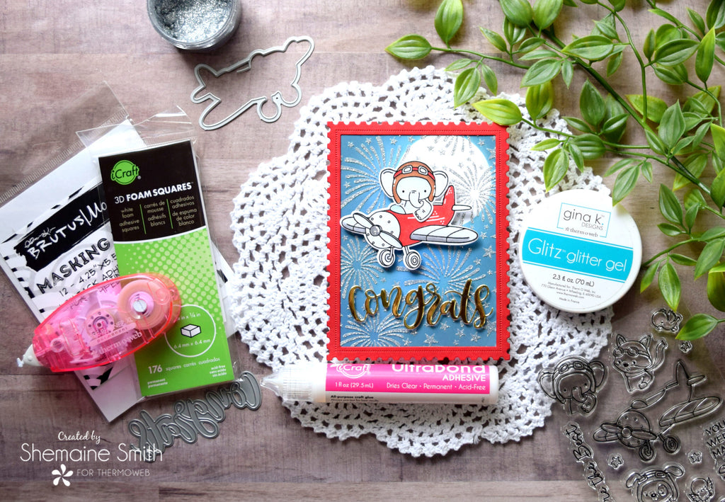 Inspired by Andrea Shell - Congrats Card with Glitz Glitter Gel