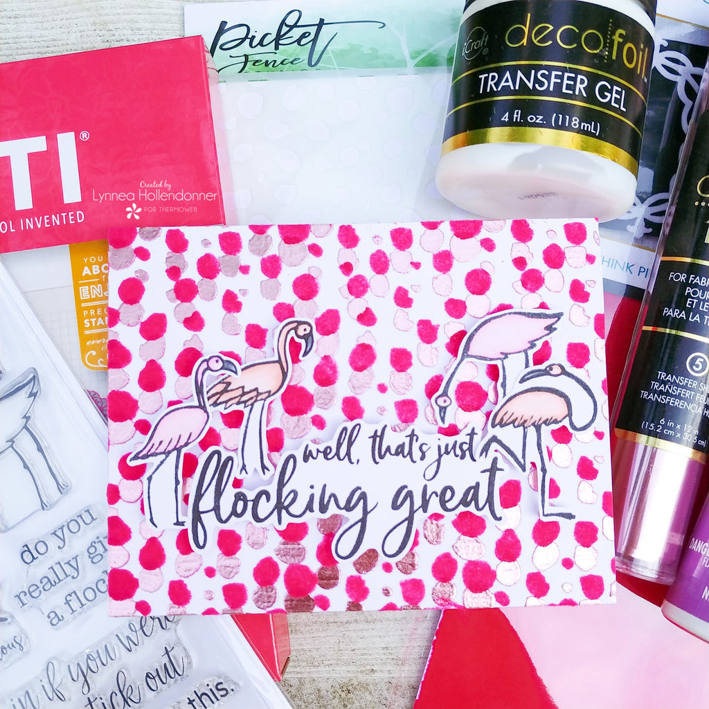 Deco Foil Flocking Great Flamingo Card - Picket Fence/MISTI Collaboration