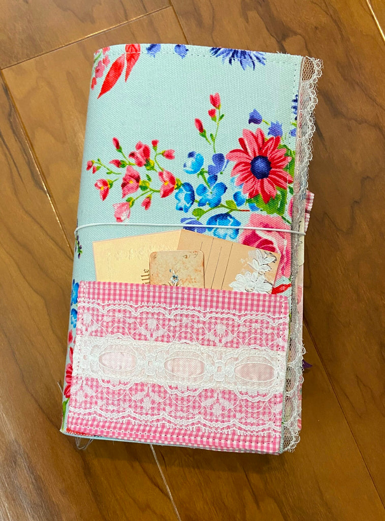 Fabric Travelers Notebook with Gingham Pockets