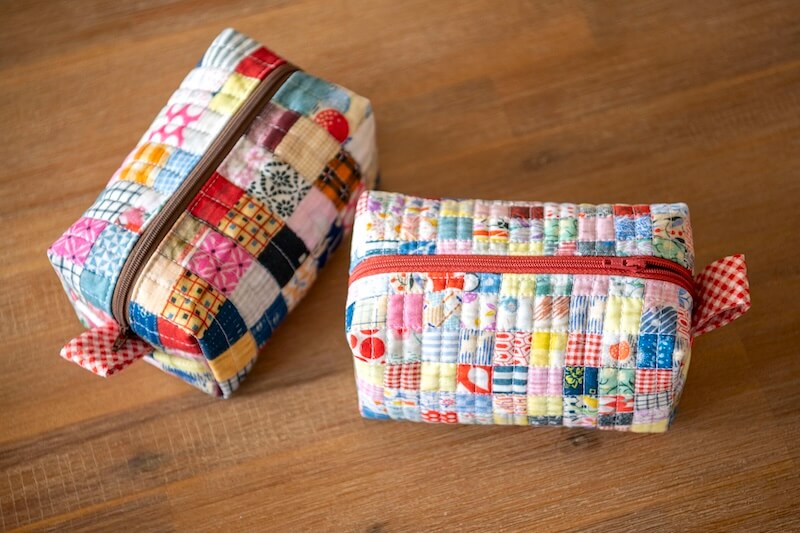 Postage Stamp Boxy Pouch with Treasured Threadz