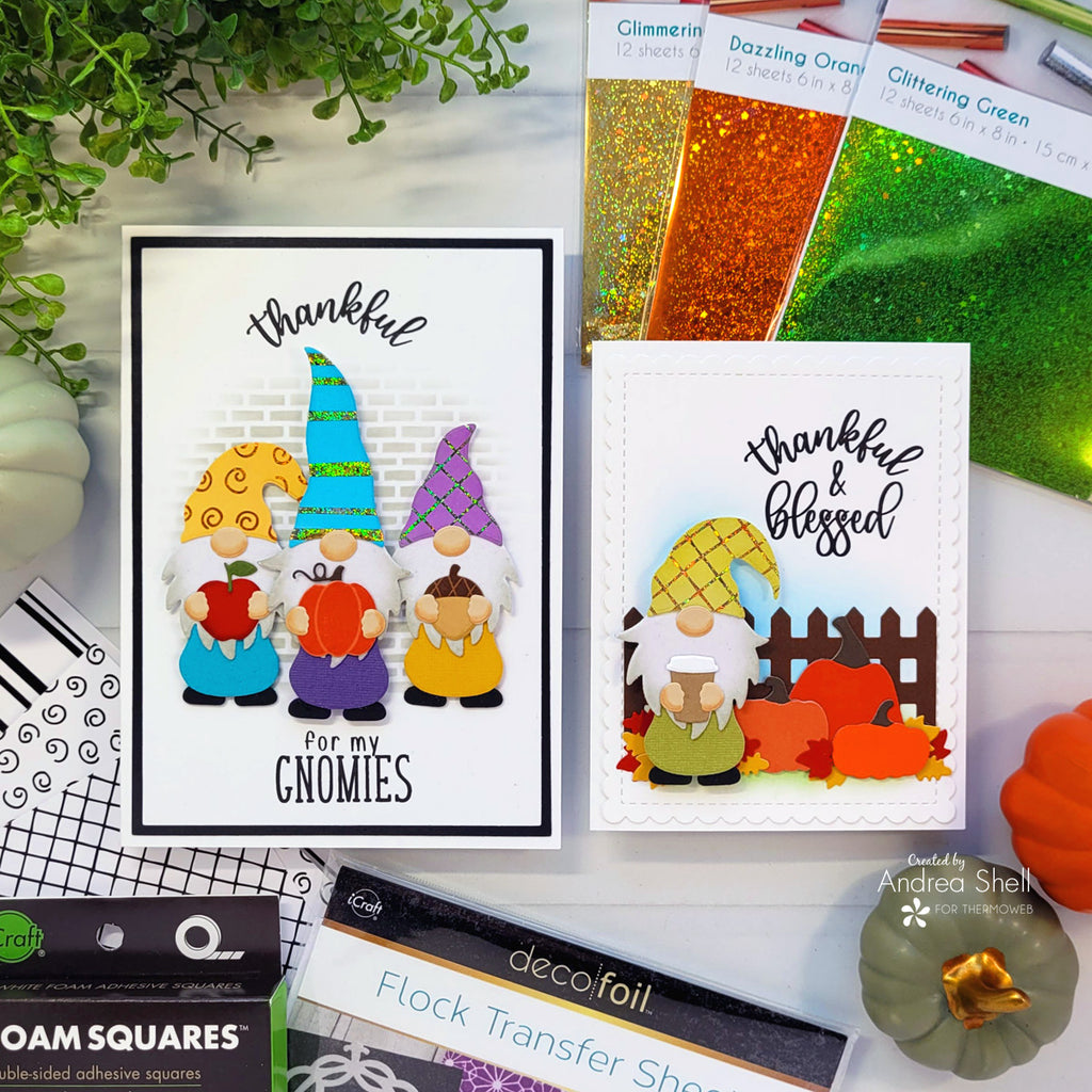 Thankful Gnome Cards with Deco Foil and Deco Foil Flock