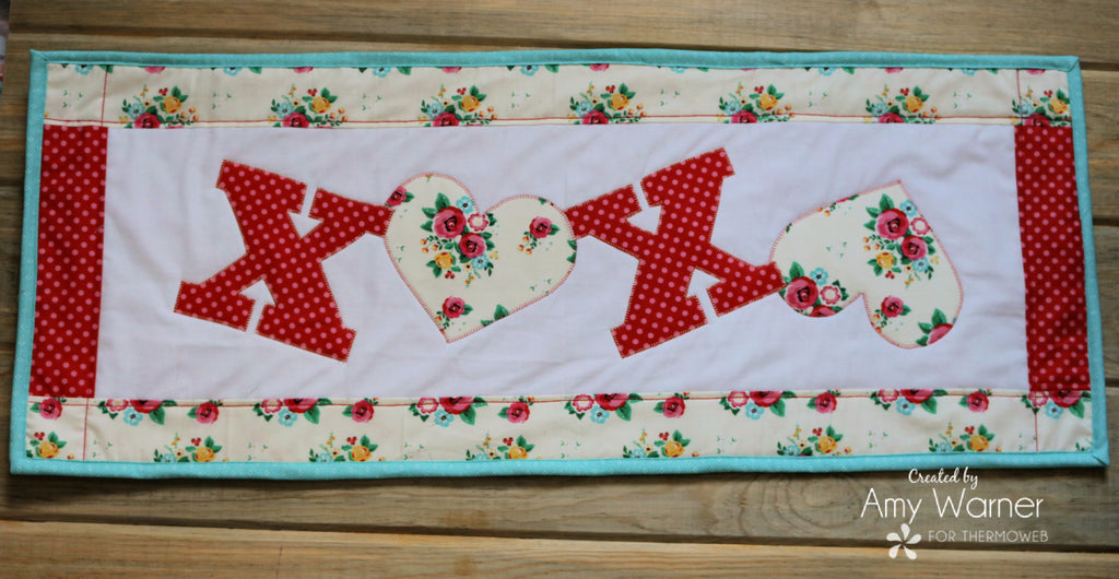 Hearts and Kisses Quilted Valentine Table Runner