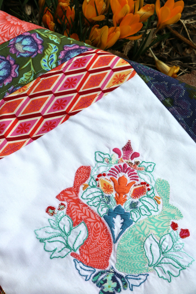 Tula Pink Embroidered Bunny Table Runner