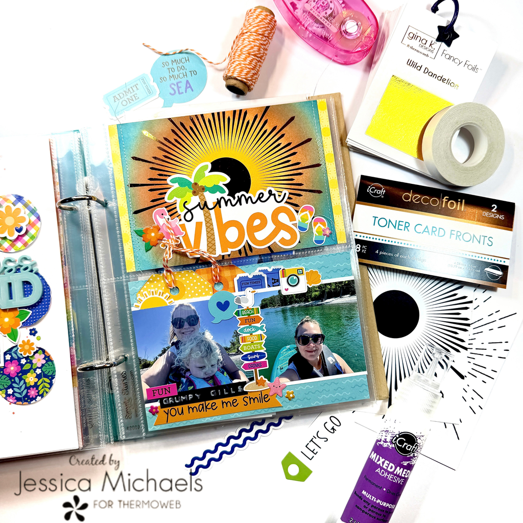 Summer Vibes Scrapbook Layout with Foil Accents