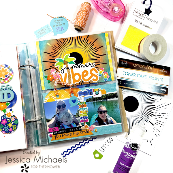 Summer Kayak Scrapbook Layout with Foil Accents