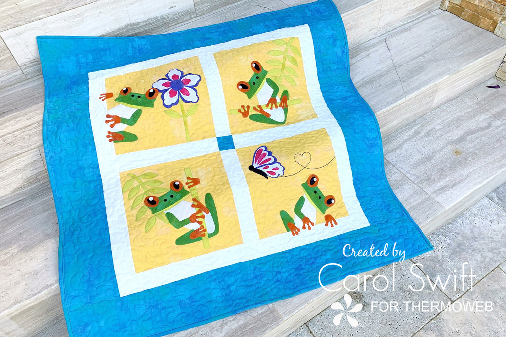 Spring Frog Quilted Table Topper with SpraynBond Basting Spray