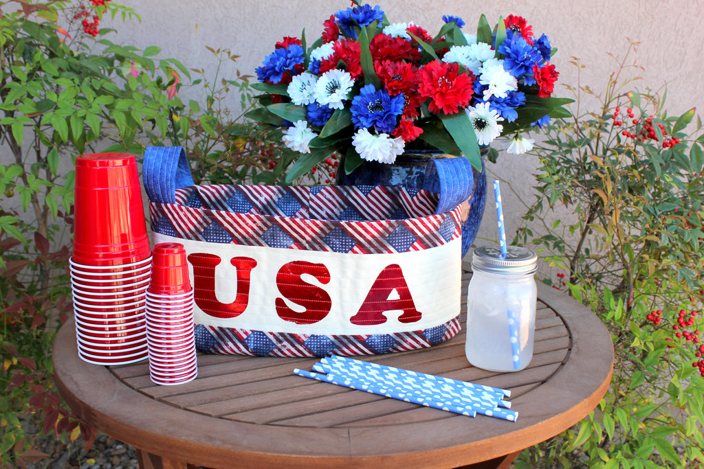 Patriotic Fabric Oval Basket with Deco Foil