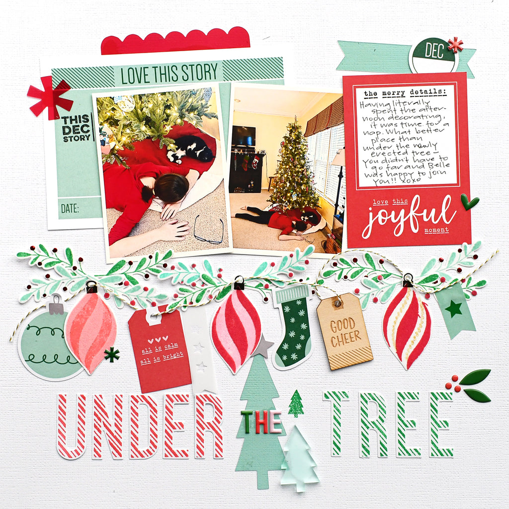 Under The Tree Holiday Scrapbook Layout with StampnStencil