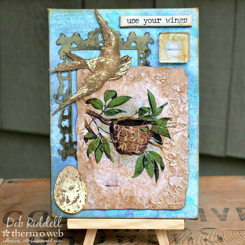 Use Your Wings Mixed Media Canvas With Deco Foil Transfer Gel