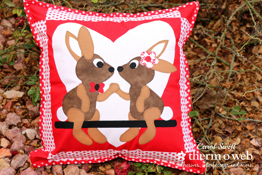 Valentine Love Bunnies Pillow with HeatnBond
