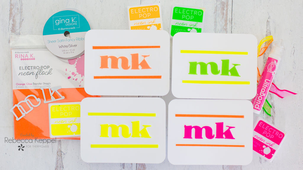Neon Flock Monogram Notecard Gift Set