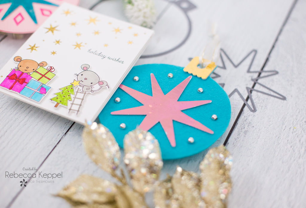 Reverse Confetti Holiday Foiled Card, Gift Card Holder and Felt Ornament