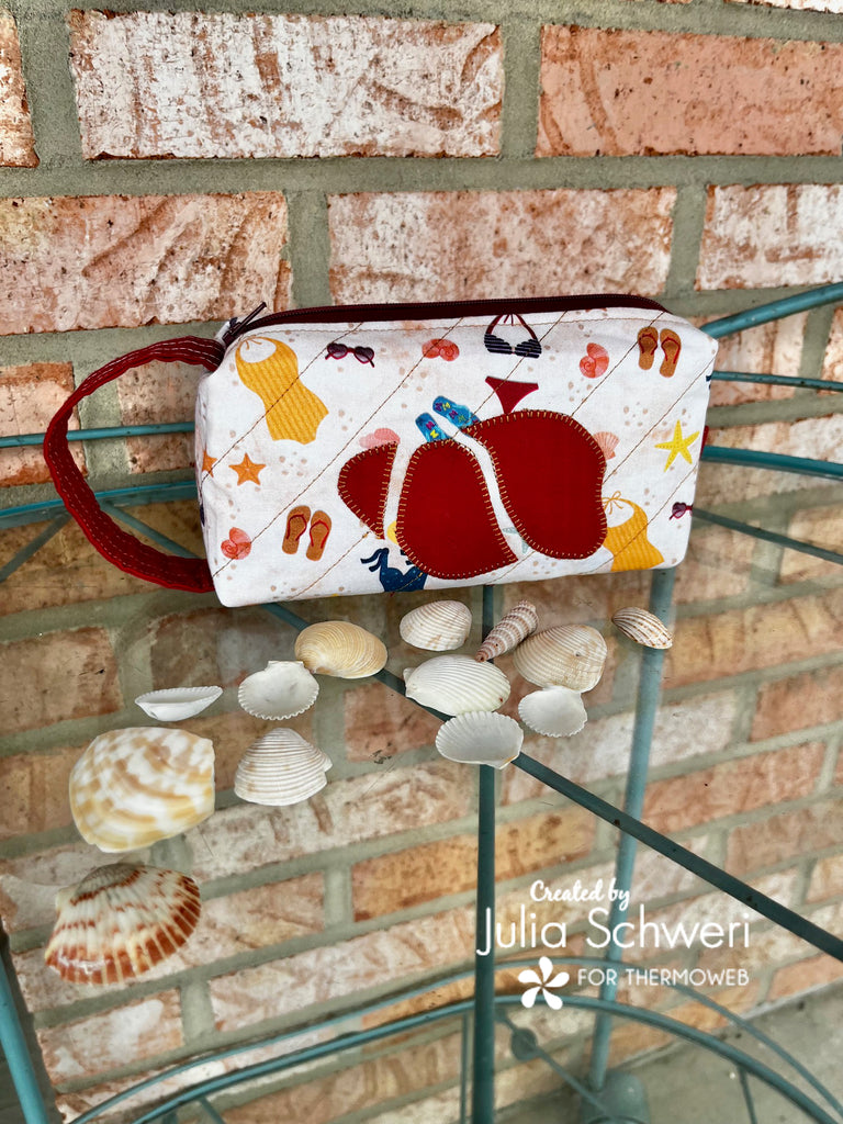 Winter Vacation Seashell Applique Fabric Pouch