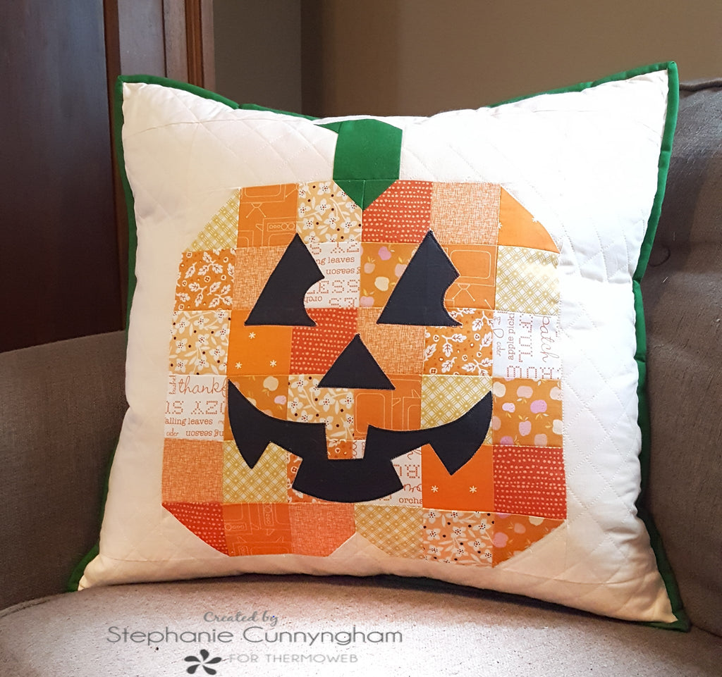 Halloween Patchwork Jackolantern Applique Pillow with HeatnBond
