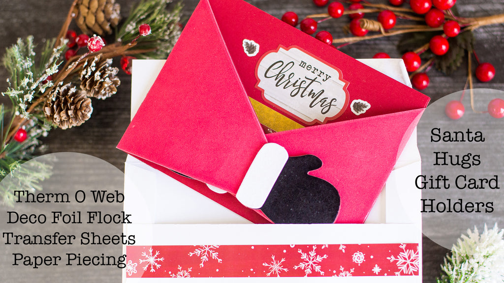 Paper Pieced Deco Foil Flock Santa Hug Gift Card Holders