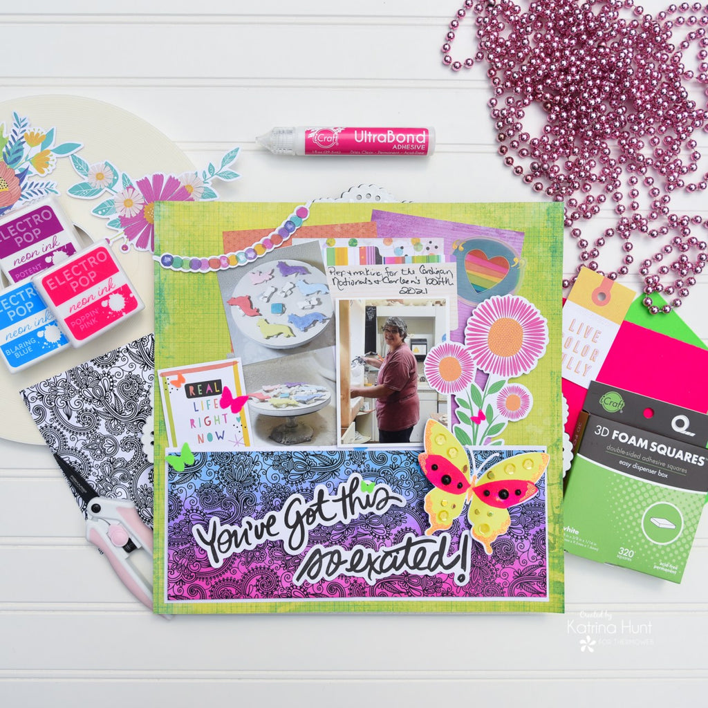 Create a Colorful Scrapbook Page with Unity Card Fronts and Neon Glitz