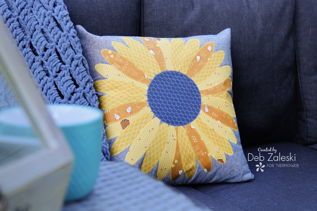 Scrappy Sunflower Throw Pillow