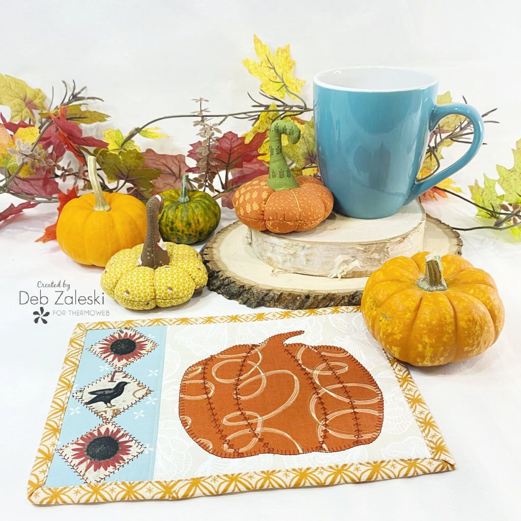 Pumpkin Mug Rug with Fusible Fleece