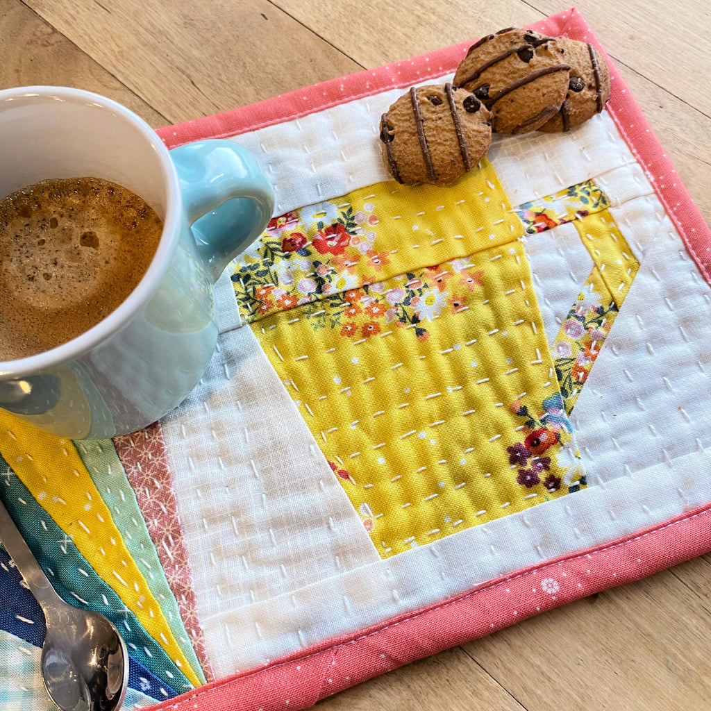 Colorful Mug Rug Using EZ Print Foundation Piecing Stabilizer Sheets