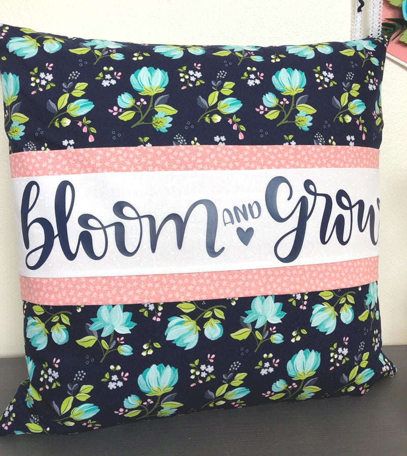 Bloom and Grow Spring Banded Pillow Cover