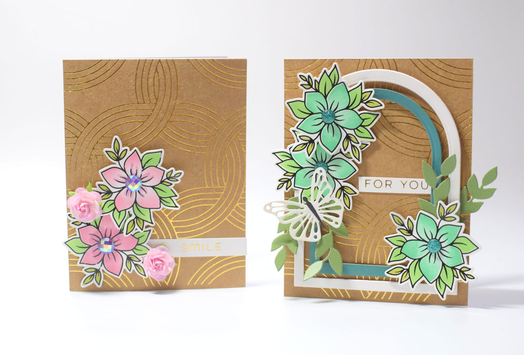 Hot Foiled Cards with Gina K. Designs Flower Medley Poly-Glaze Foiling Sheets
