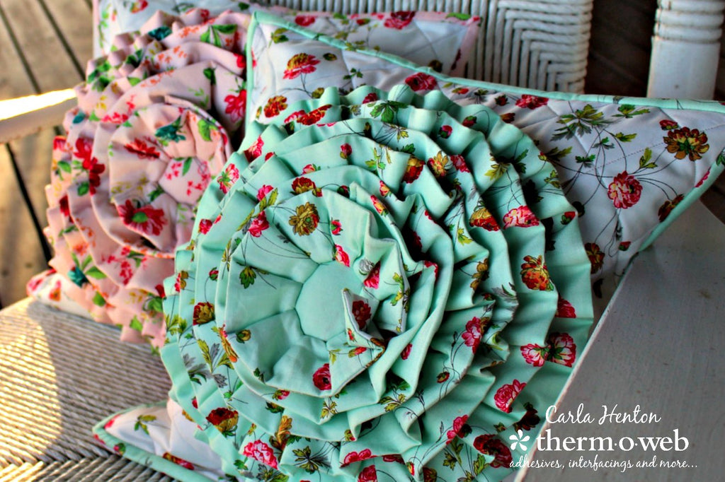 Romantic Ruffle Flower Pillow Cover with HeatnBond Fusible Fleece