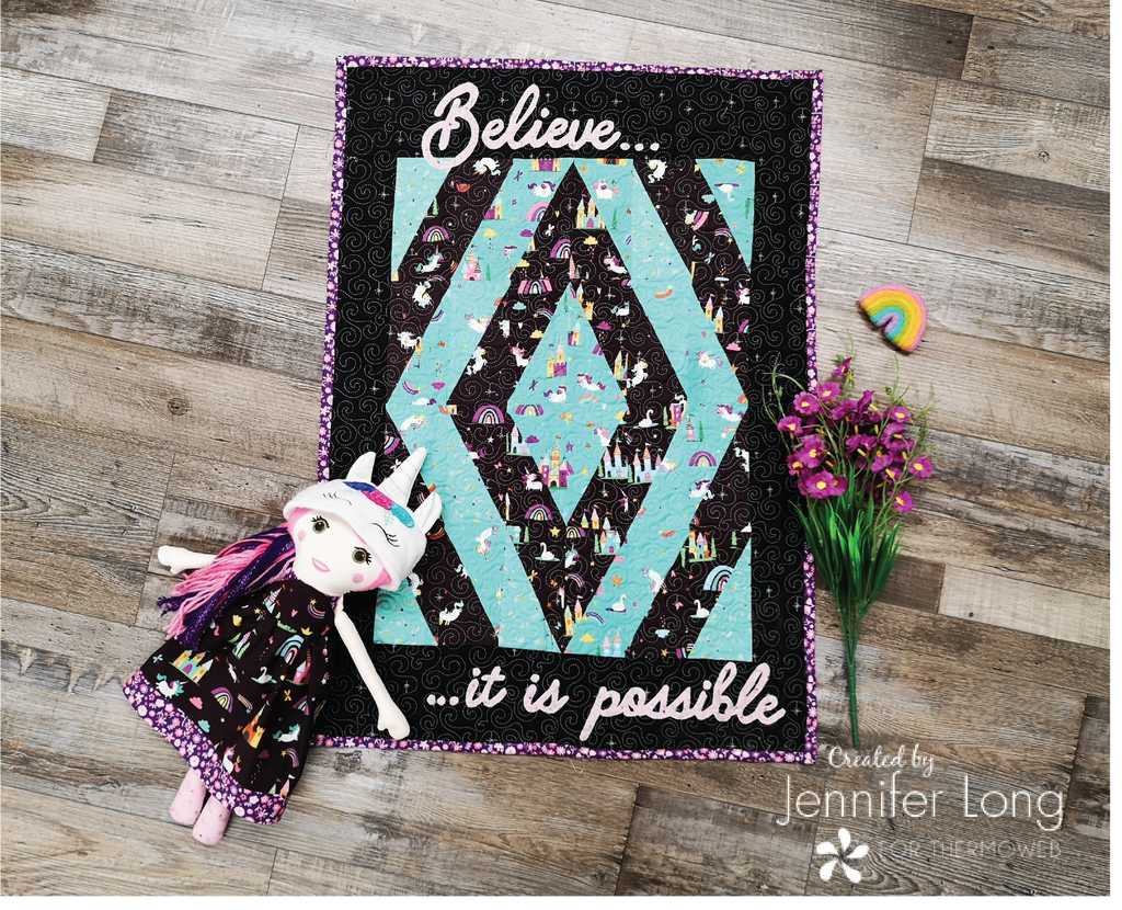 Believe it is Possible Unicorn Mini Quilt:  Using Heat n Bond and Fabric Stiffener