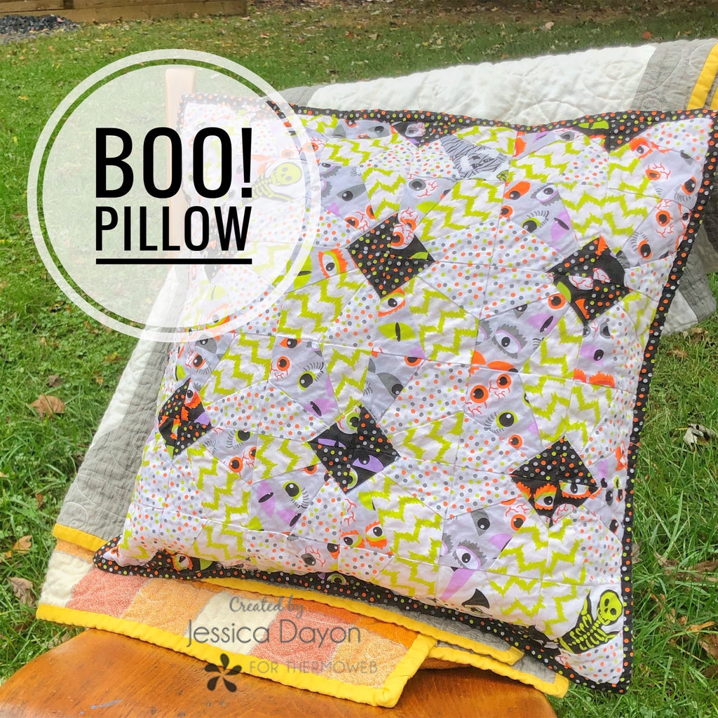 Boo! Halloween Pillow Featuring Quilt Block Sheets