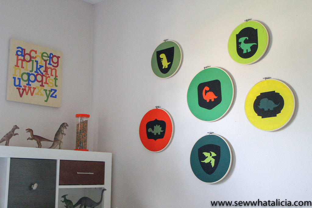 HeatnBond Dinosaur Embroidery Hoop Wall Decor
