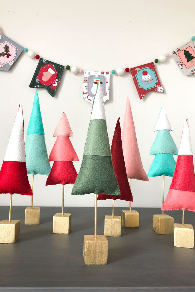 Benzie Felt Christmas Tree Forest  with Pattern & Stencil Spray