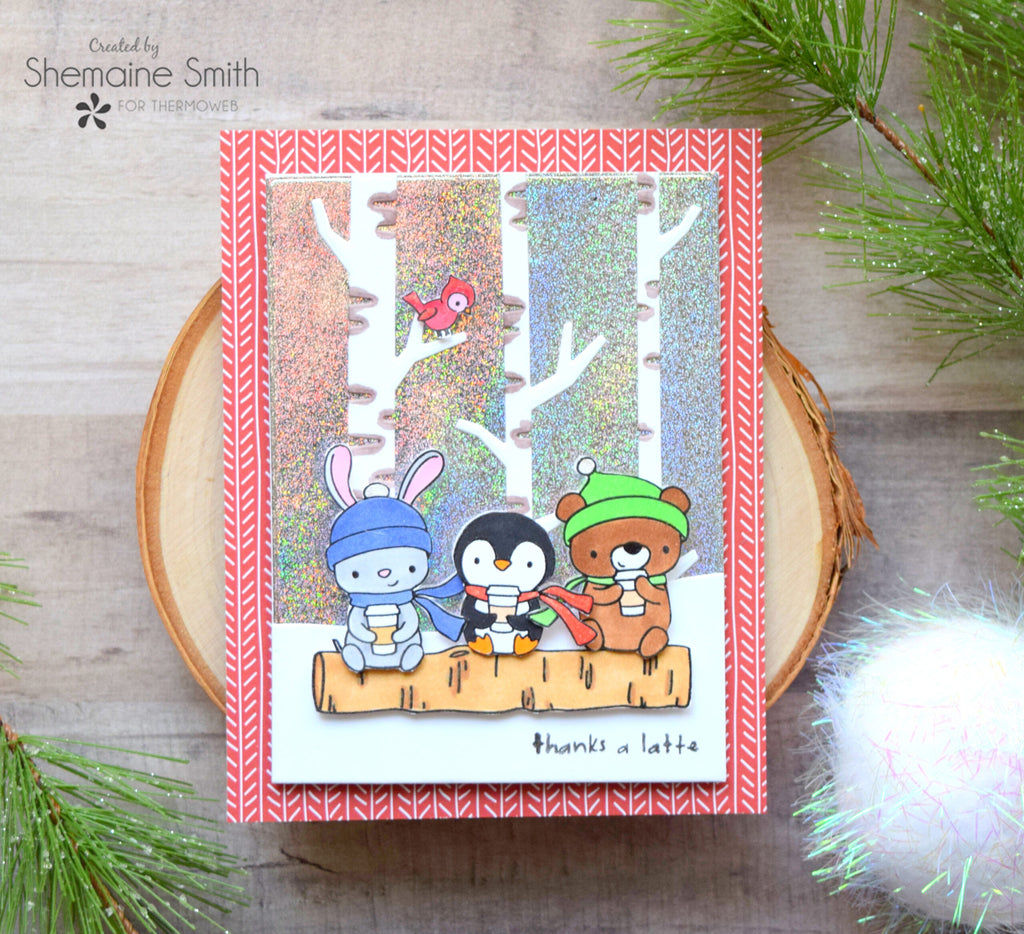 Winter Animals Thank You card with Deco Foil and Toner Sheets