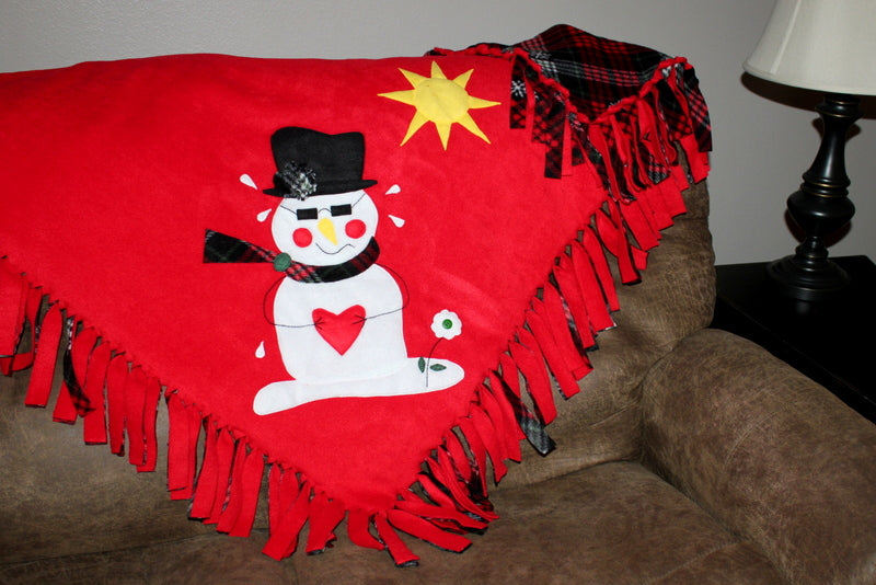 Snowman Fleece Blanket with HeatnBond Soft Stretch