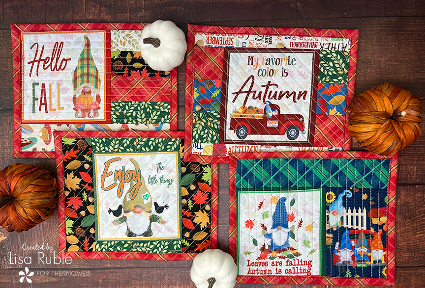 Fall Gnomes Mug Rug Set