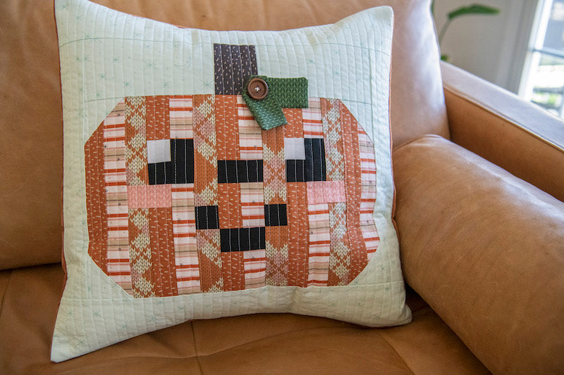 Happy Pumpkin Quilt Block and Pillow