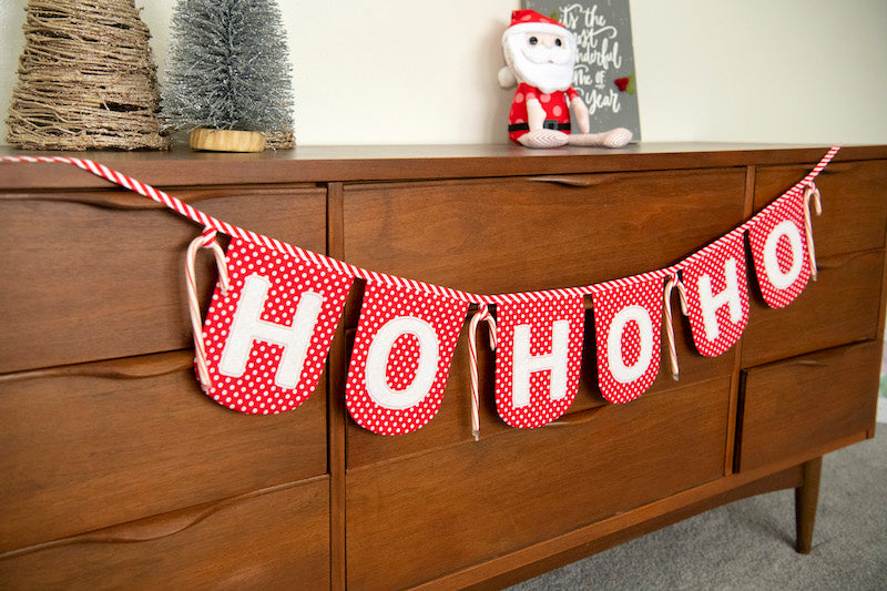 Ho Ho Ho! Candy Cane Fabric Banner