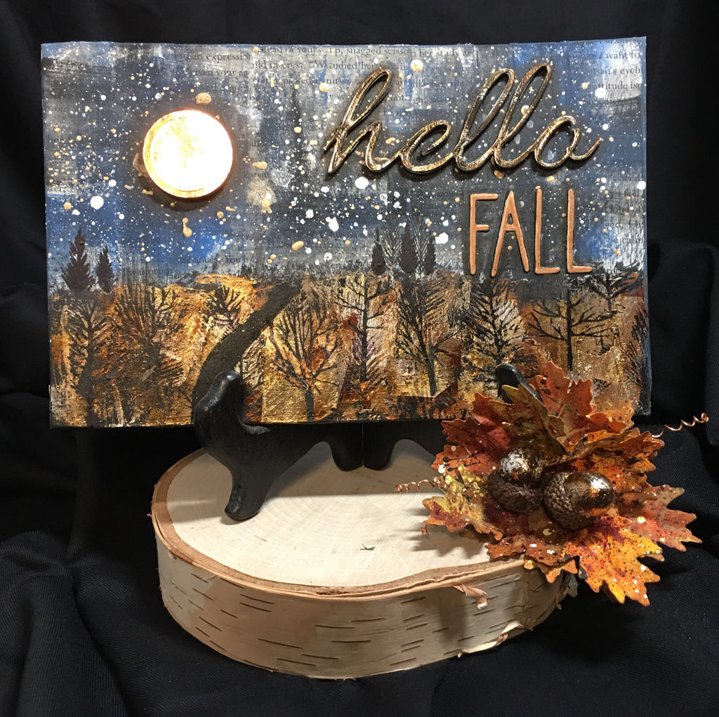 Mixed Media Deco Foil Fall Home Decor Panel