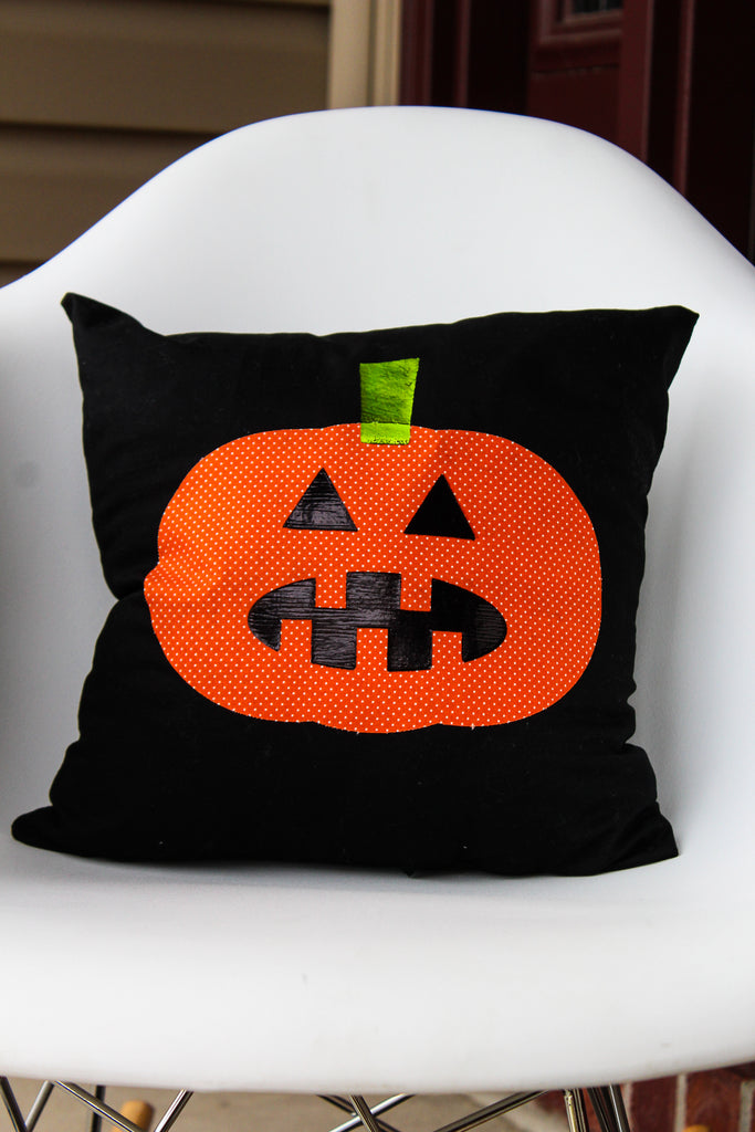 Deco Foil Jack-O-Lantern Throw Pillow