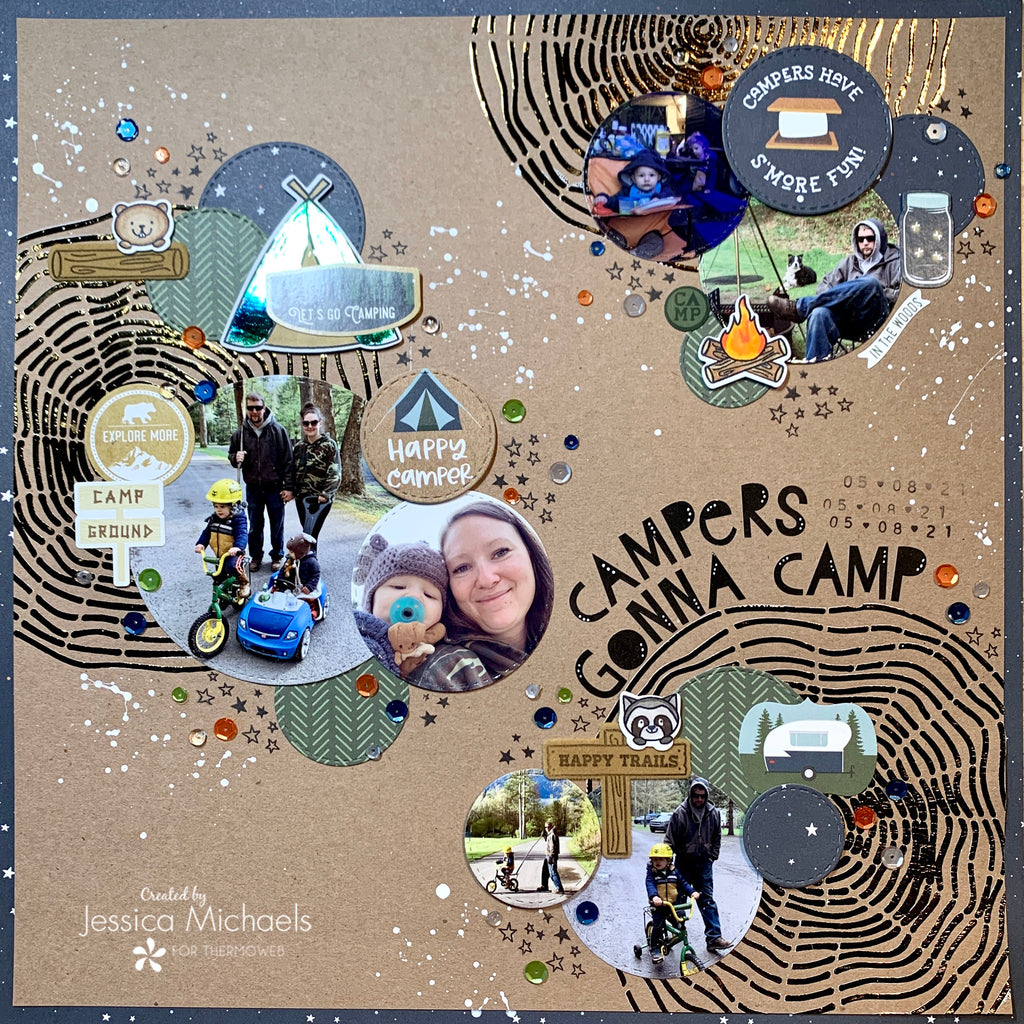 Campers Gonna Camp Scrapbook Layout with Pretty Pink Posh
