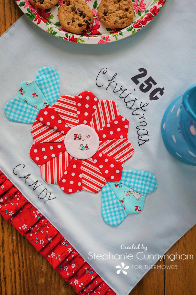 Christmas Candy Ruffled Tea Towel