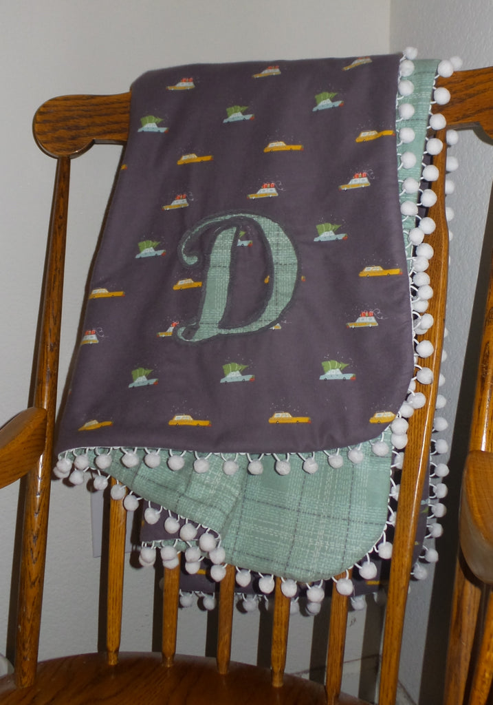 Monogrammed Flannel Throw with StitchnSew Fleece