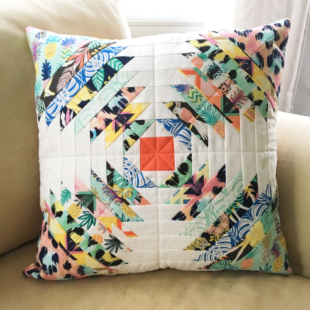 Quilted Pineapple Block Pillow with Blend Fabrics and StitchnSew Fleece
