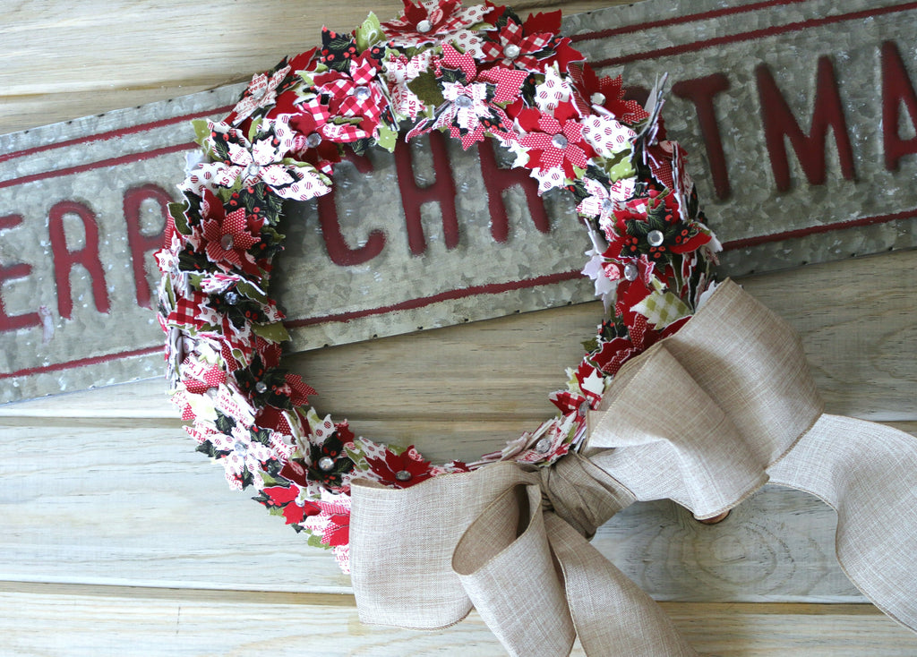 No-Sew Holiday Poinsettia Wreath