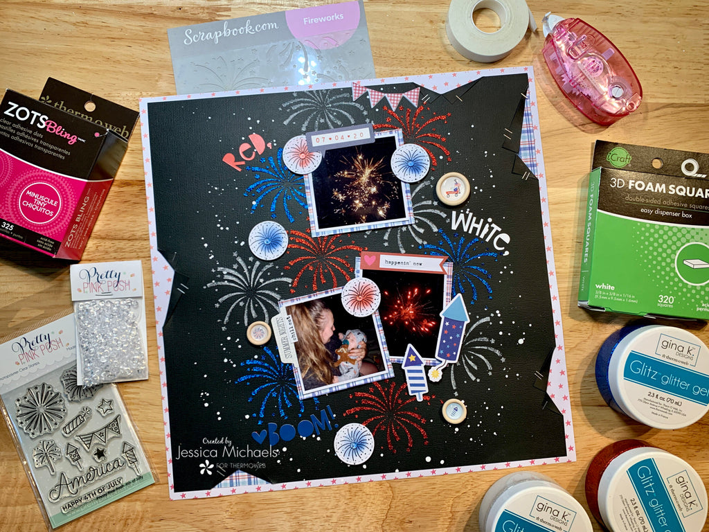 Sparkler Week with Glitz Glitter Gel – Red, White, and Boom! Scrapbook Layout