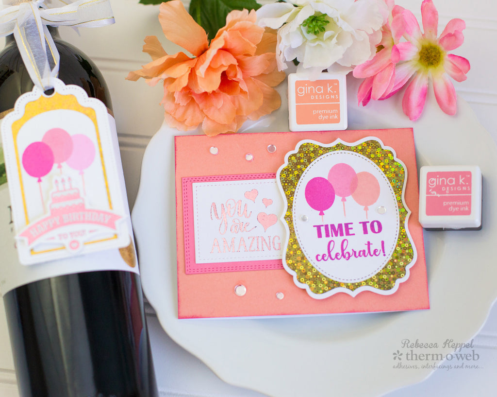 New Gina K Foil-Mates Wine Bottle Tag and Matching Card