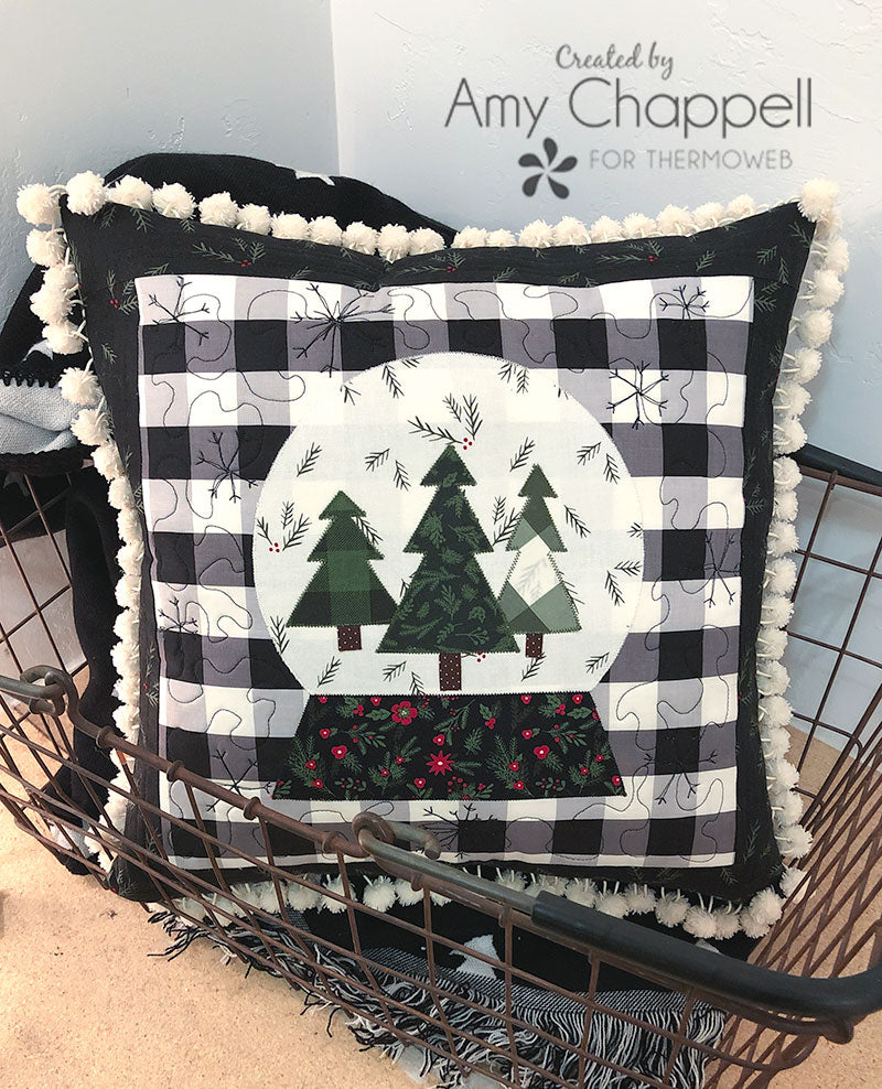 Winter Snow Globe Applique Pillow