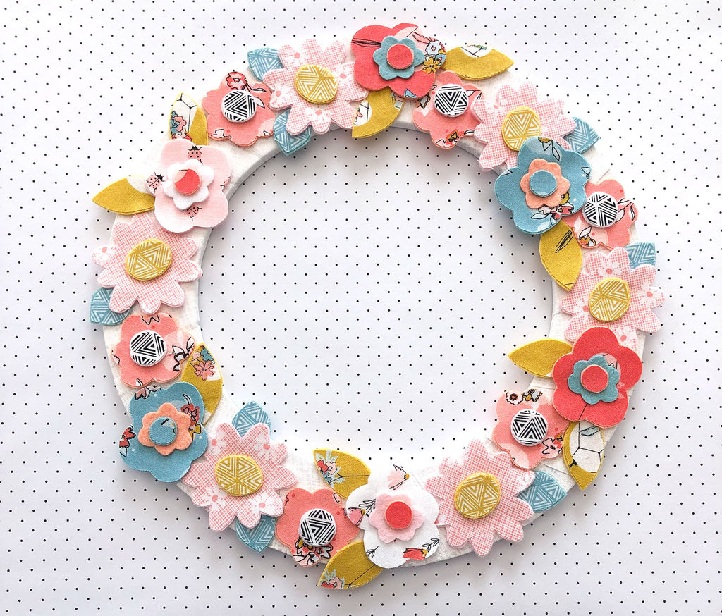 Spring Fabric Floral Wreath with HeatnBond